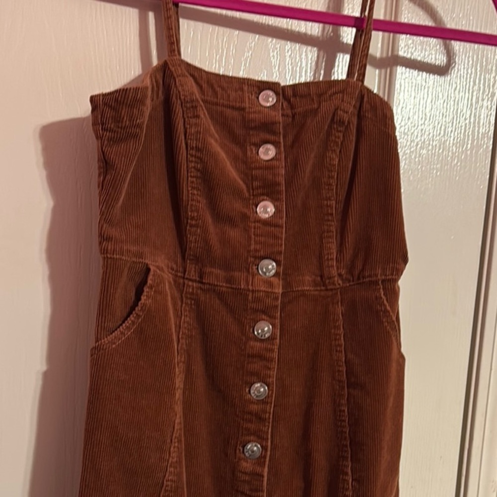 Rust Corduroy Button-Down Dress